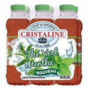 Pack de 6 Bouteilles  Eau Cristaline aromatisée thé vert menthe  , 50cl